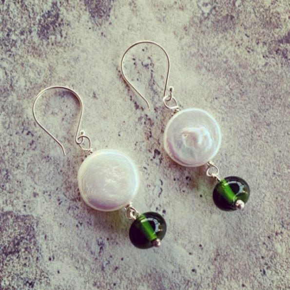 Moet champagne and pearl earrings