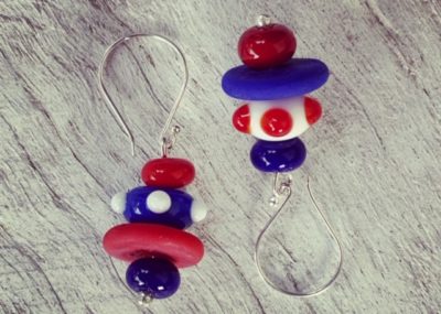 Red, white and blue earrings