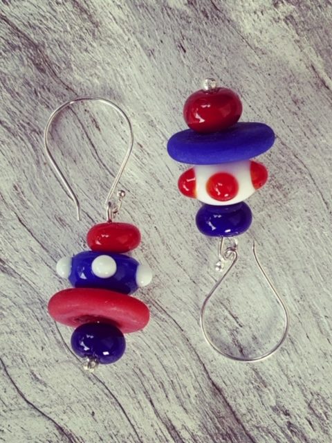 Red, white and blue earrings