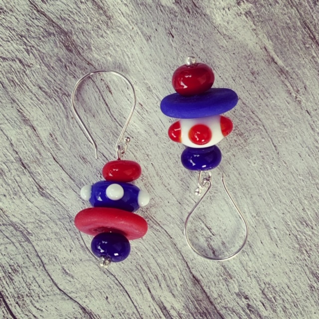 Red, white and blue earrings