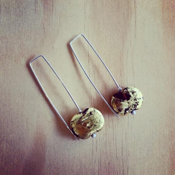 beer bottle earrings with gold leaf