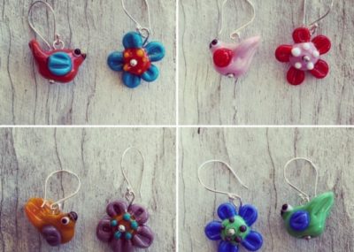 Bird and Flower earrings