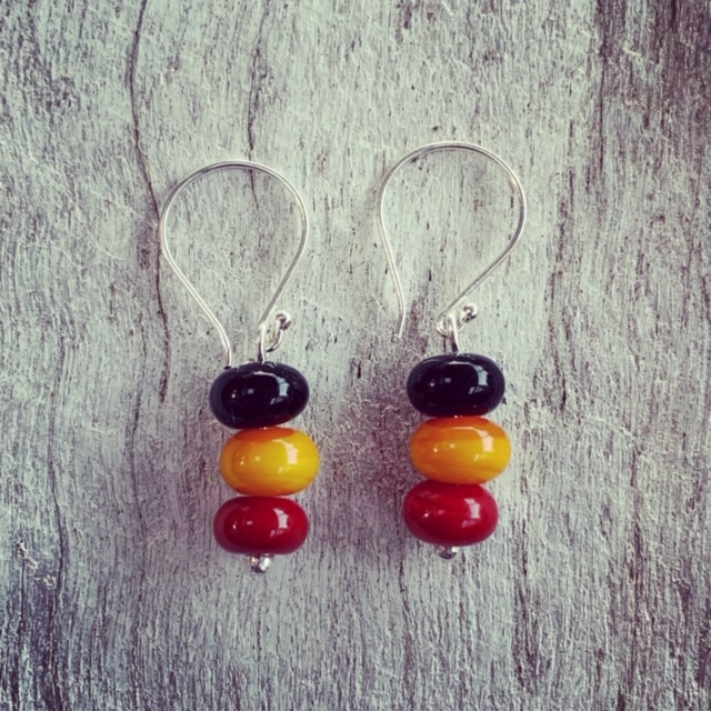 Red black and yellow earrings