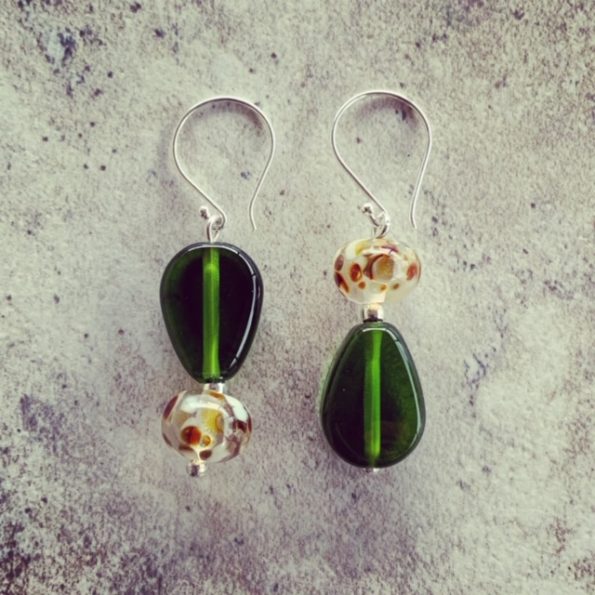 champagne and wine bottle recycled glass earrings