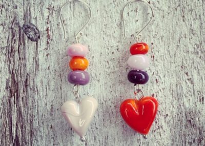 Pink and Orange heart earrings