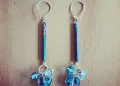 Blue Recycled Glass Earrings