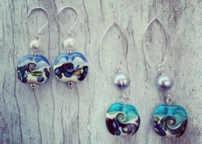 Blue Ocean glass bead earrings