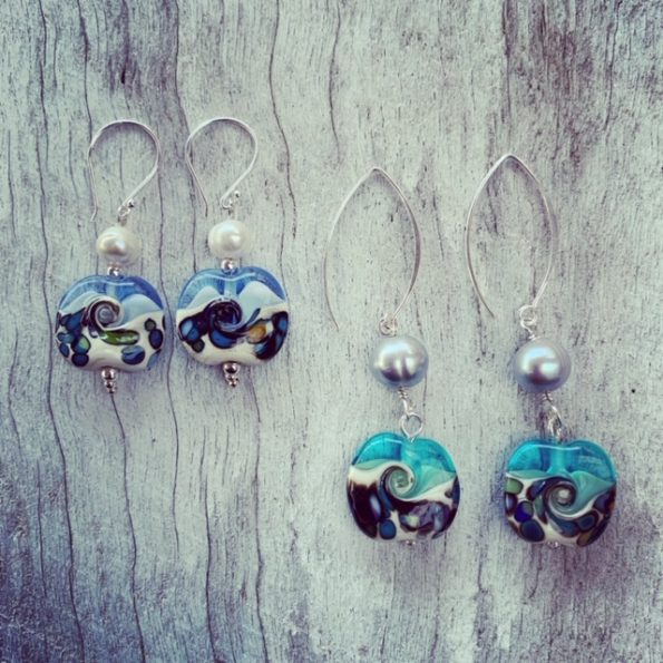 Blue Ocean glass bead earrings