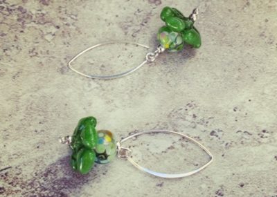 Green Flower Earrings