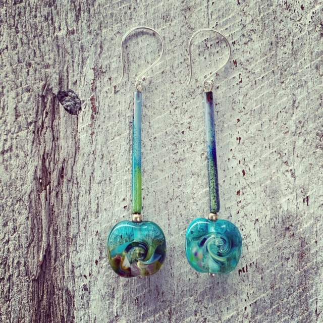 Ocean inspired glass earrings