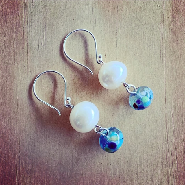 Blue Pearl Earrings