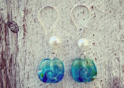 Pearl and glass earrings