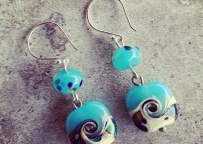 Blue glass ocean earrings