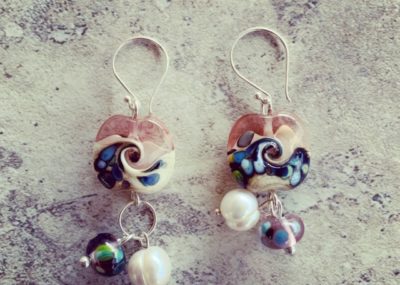 Ocean inspired glass bead earrings