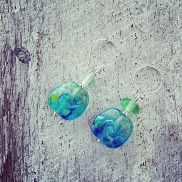 Ocean inspired glass earrings