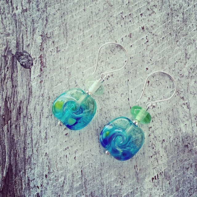 Ocean inspired glass earrings