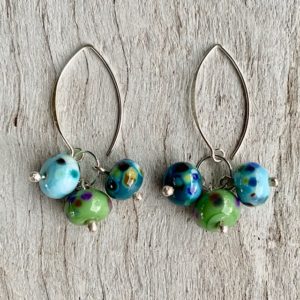 colourful bead cluster earrings