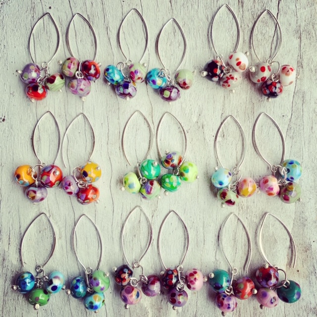 colourful cluster earrings