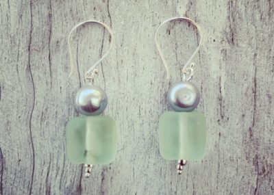 Green Depression Glass Earrings