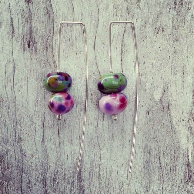 Pink and Green Earrings