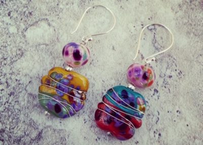 Colourful glass earrings