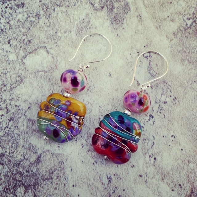 Colourful glass earrings