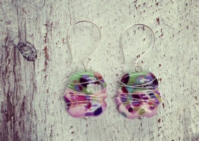 Olive and Pink Earrings
