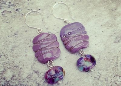 purple glass bead earrings