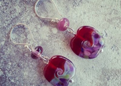 red glass earrings
