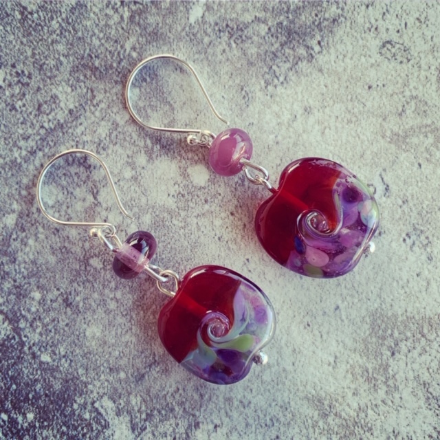 red glass earrings