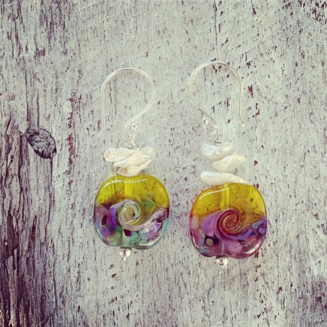 bold transparent yellow glass earrings