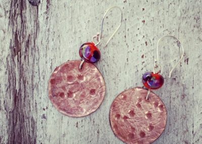 textured copper earrings