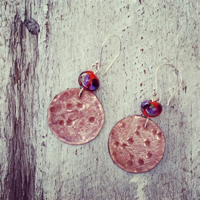 textured copper earrings