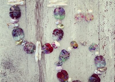 glass bead and freshwater pearl jewellery