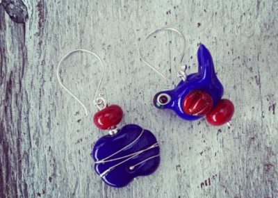 Classic Blue and Red Earrings