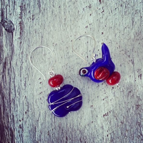 Classic Blue and Red Earrings
