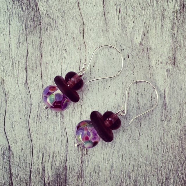 Purple gin and tonic earrings