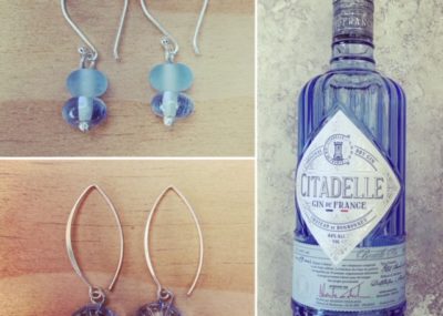 Blue Gin Bottle Earrings
