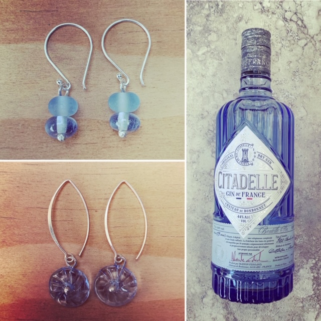 Blue Gin Bottle Earrings