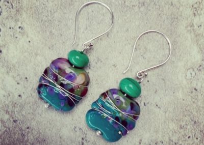 Green glass earrings