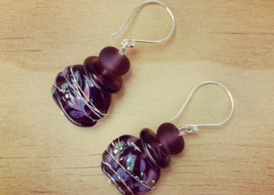 recycled glass earrings from a gin bottle