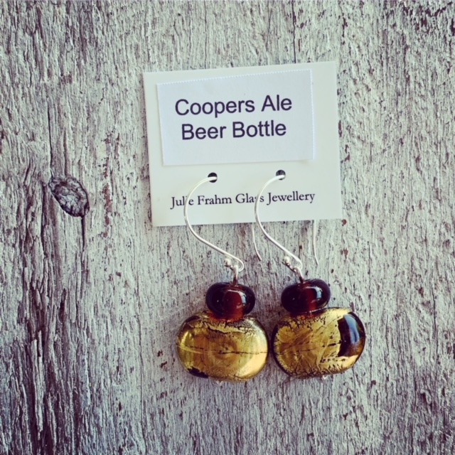 gold beer bottle earrings