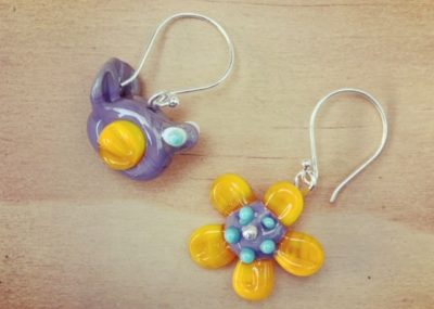 bird and flower earrings