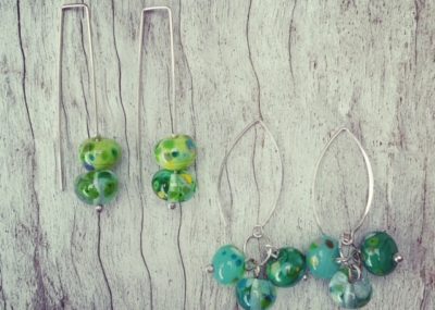Green bead earrings
