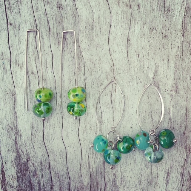 Green bead earrings