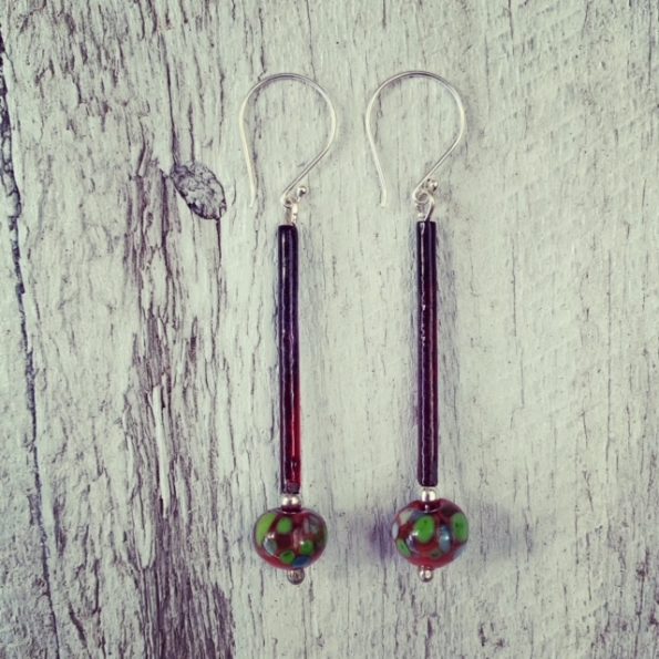 long enamel tube earrings