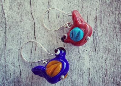 Glass bird earrings
