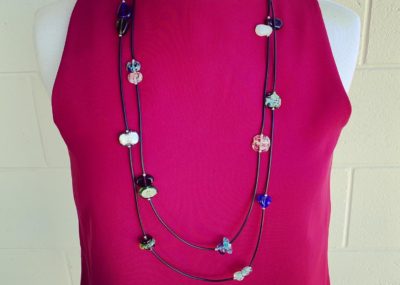 long recycled glass bead necklace
