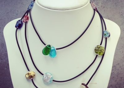long recycled glass bead necklace