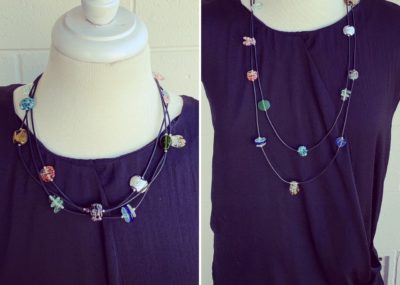 Long Recycled Glass Bead necklace